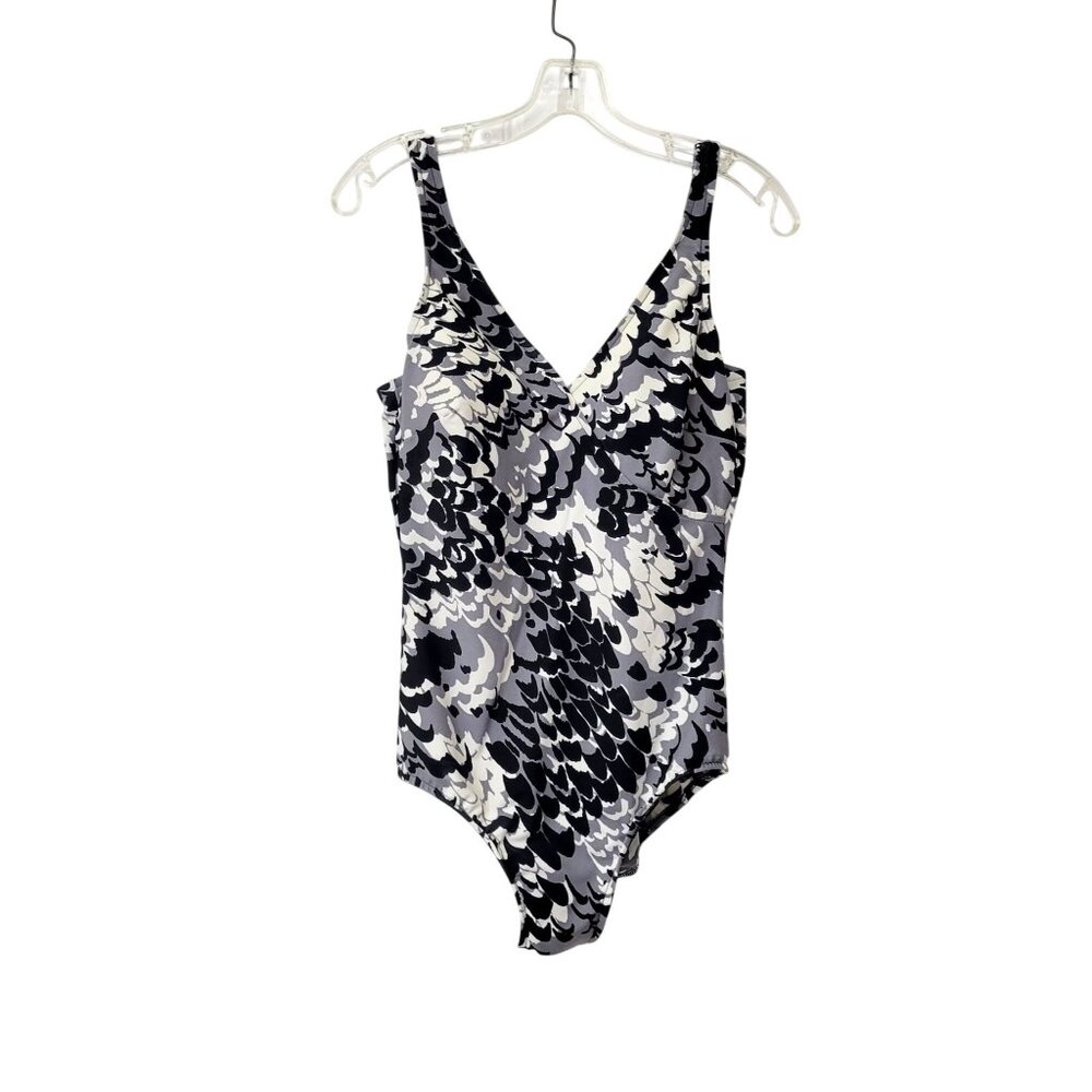 Magic Suit One Piece Swim Suit Gray and Black Marbled Design